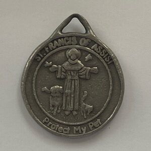 Vintage Saint Francis of Assisi Pet ID Tag “ Protect my Pet”